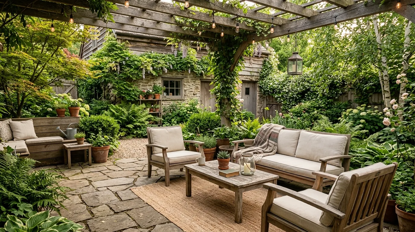 Use planters to soften hard edges around the patio inspiration for a backyard patio.